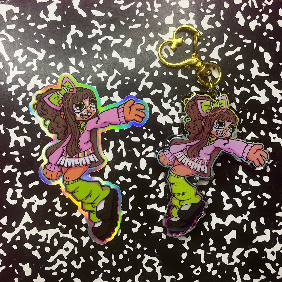 Kawaii Gyaru keychain+sticker bundle