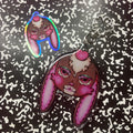 Cherry-on-top bunny keychain + sticker bundle